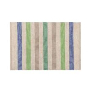 Blue, Green and Grey Stripes Rustic Linen Placemat