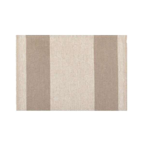 Two Beige Stripes Rustic Linen Placemat Two Beige Stripes Rustic Linen Placemat