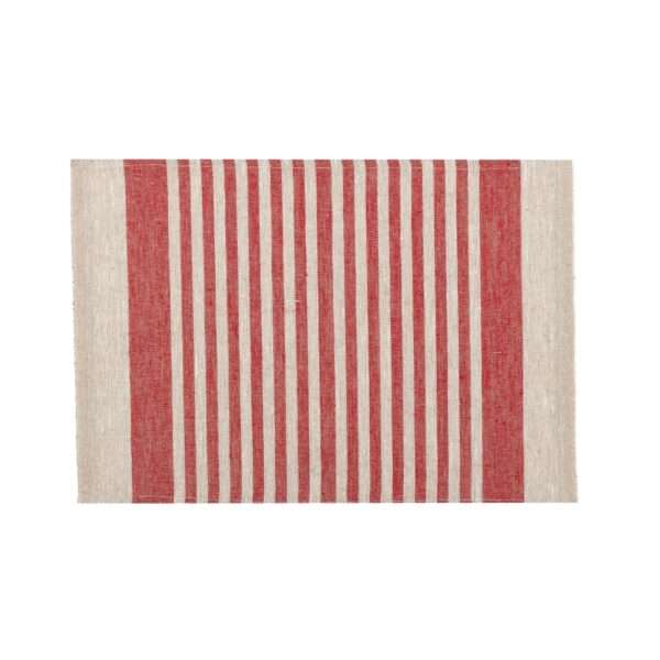 Red Thin Stripes Rustic Linen Placemat Red Thin Stripes Rustic Linen Placemat