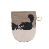 Black Cats Linen Mitten