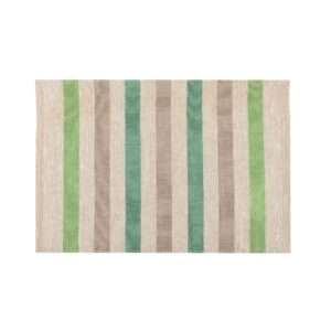 Green and Grey Stripes Rustic Linen Placemat