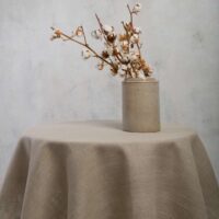 Classic Grey Round Linen Tablecloth