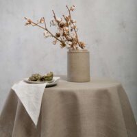 Classic Grey Round Linen Tablecloth