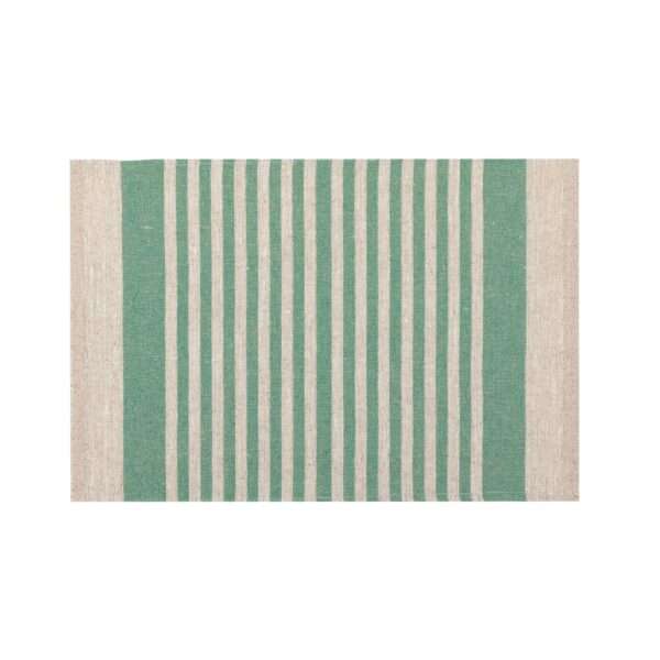 Green Thin Stripes Rustic Linen Placemat Green Thin Stripes Rustic Linen Placemat
