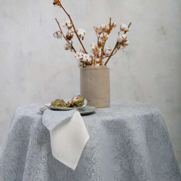 Helesinine paisley ümmargune linasest laudlinast laudlina