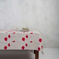 RED POPPIES LINEN TABLECLOTH