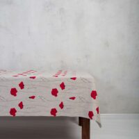 RED POPPIES LINEN TABLECLOTH