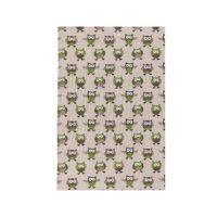 Green Owls Linen Tea Towel