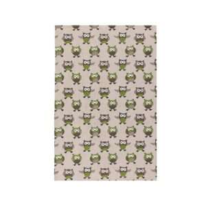 Green Owls Linen Tea Towel