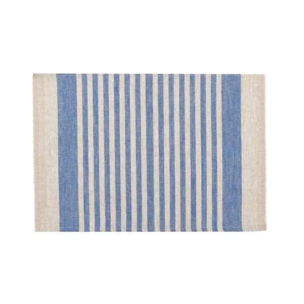 Blue Thin Stripes Rustic Linen Placemat Blue Thin Stripes Rustic Linen Placemat