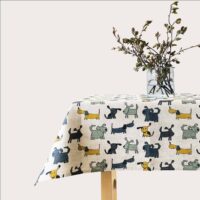 Dog Prints Linen Tablecloth