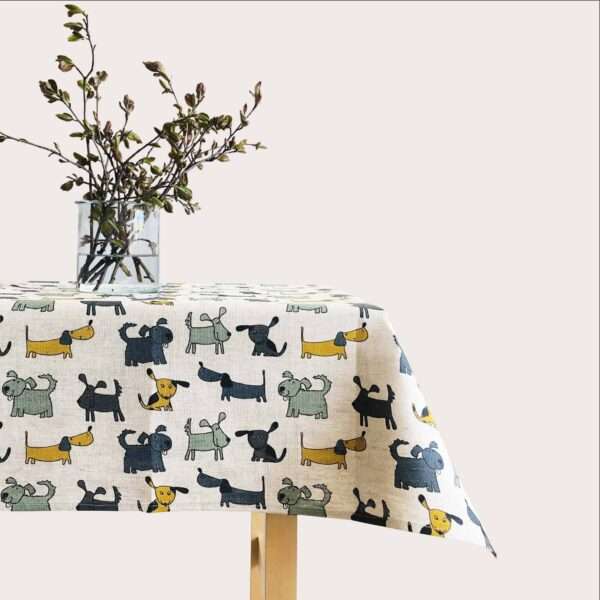 Dog Prints Linen Tablecloth