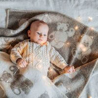 Wool Baby Blanket - Beige Teddy Bear