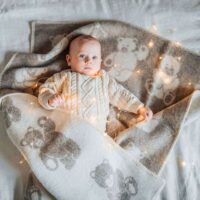 Wool Baby Blanket - Beige Teddy Bear