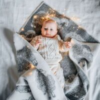 Wool Baby Blanket - Grey Curly Grey