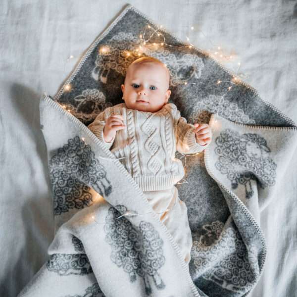 Wool Baby Blanket - Grey Curly Grey Wool Baby Blanket - Grey Curly Grey