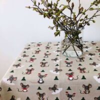 Christmas Mouse Linen Tablecloth