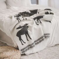 Wool blanket throw - black moose