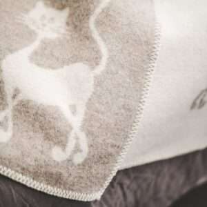 Wool blanket throw - beige cats