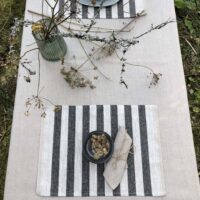 Black Stripes Rustic Linen Placemat
