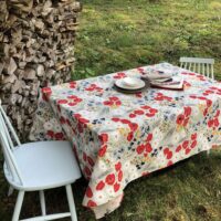 Poppies and Daisies Linen Tablecloth