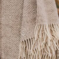 Wool Throw with Fringes "Beige Rombs"