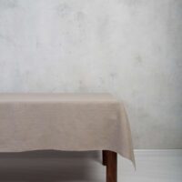 CLASSIC GREY LINEN TABLECLOTH WITH FIELDFLOWER BORDER