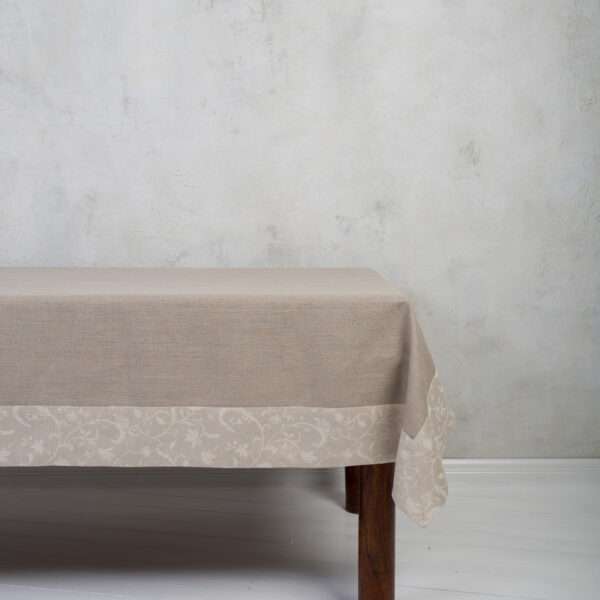 CLASSIC GREY LINEN TABLECLOTH WITH FIELDFLOWER BORDER CLASSIC GREY LINEN TABLECLOTH WITH FIELDFLOWER BORDER