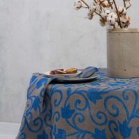 Blue Flower Ornament Linen Napkin