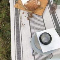 Black Stripe Linen Tablecloth