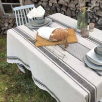 Black Stripe Linen Tablecloth
