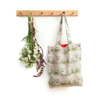 Green Frogs Linen Tote Bag