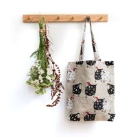 Christmas Sheep Linen Tote Bag