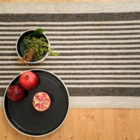 Rustic Linen Table Runner - Black Thin Stripes