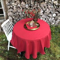 Classic Red Round Linen Tablecloth