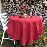 Classic Red Round Linen Tablecloth