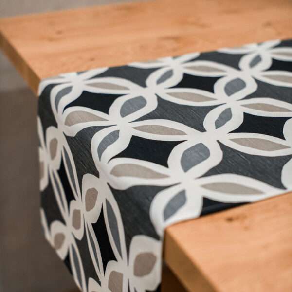 Grey Geometric Pattern Linen Runner Grey Geometric Pattern Linen Runner