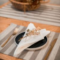 Beige Stripes Rustic Linen Placemat