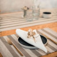 Beige Stripes Rustic Linen Placemat