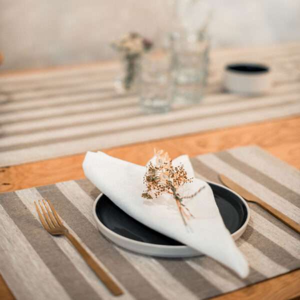 Beige Stripes Rustic Linen Placemat Beige Stripes Rustic Linen Placemat