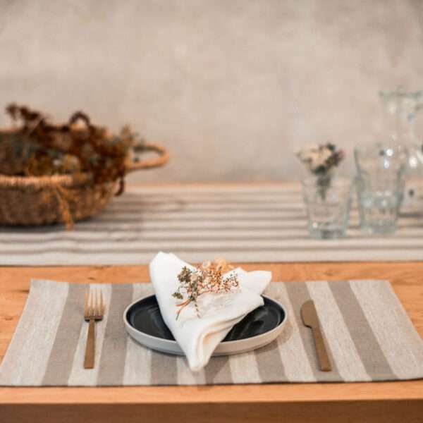 Beežid triibud Rustic Linane asetusvaip