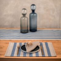 Blue Stripes Rustic Linen Placemat