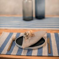 Blue Stripes Rustic Linen Placemat