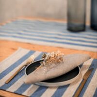 Blue Stripes Rustic Linen Placemat