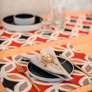 Red Geometric Pattern Linen Placemat