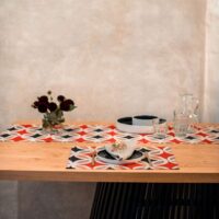 Red Geometric Pattern Linen Placemat