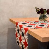 Red Geometric Pattern Linen Runner