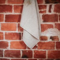 Waffle Towel With Beige And White Squares