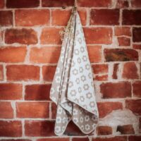 Natural Linen Cotton Mix Bath Towel Flowers