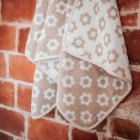 Natural Linen Cotton Mix Bath Towel Flowers